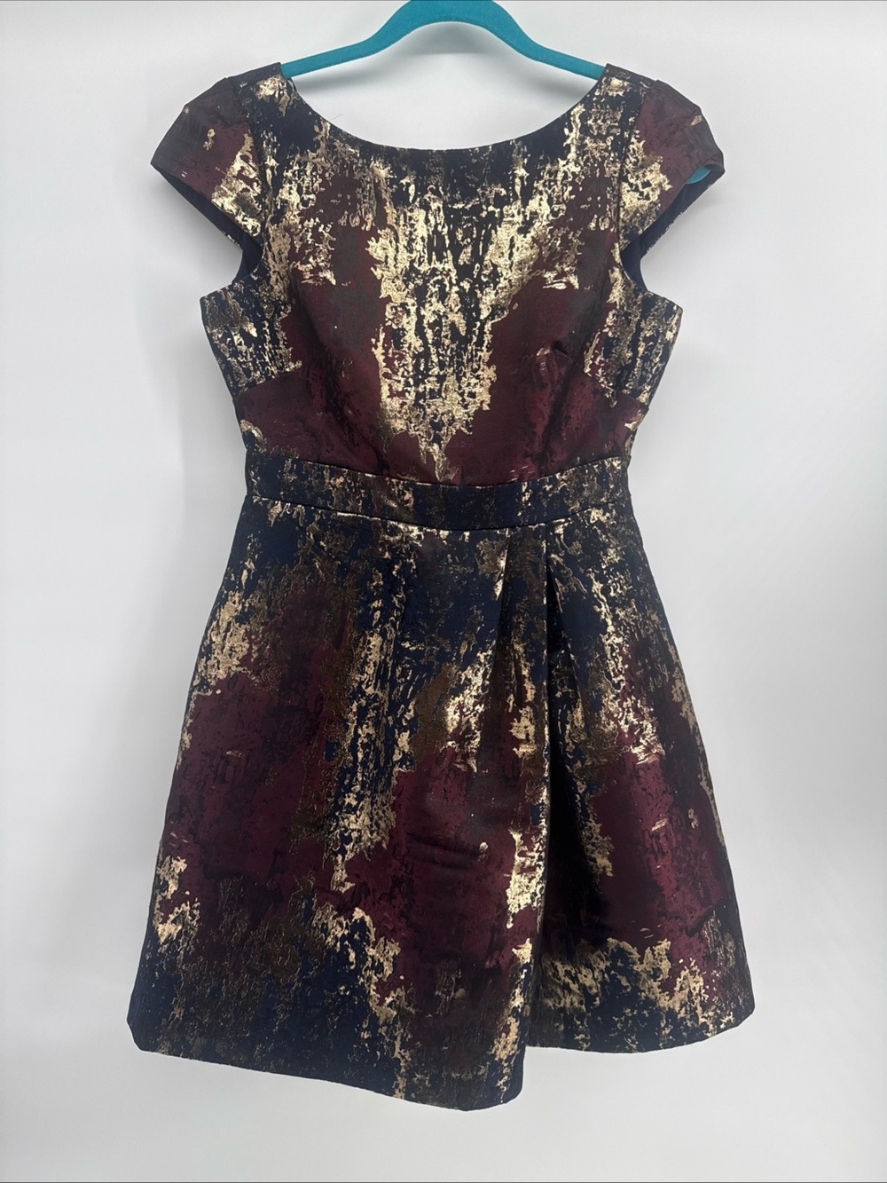 VINCE CAMUTO Womens Metallic Jacquard Fit & Flare Party Cocktail Dress Size 2